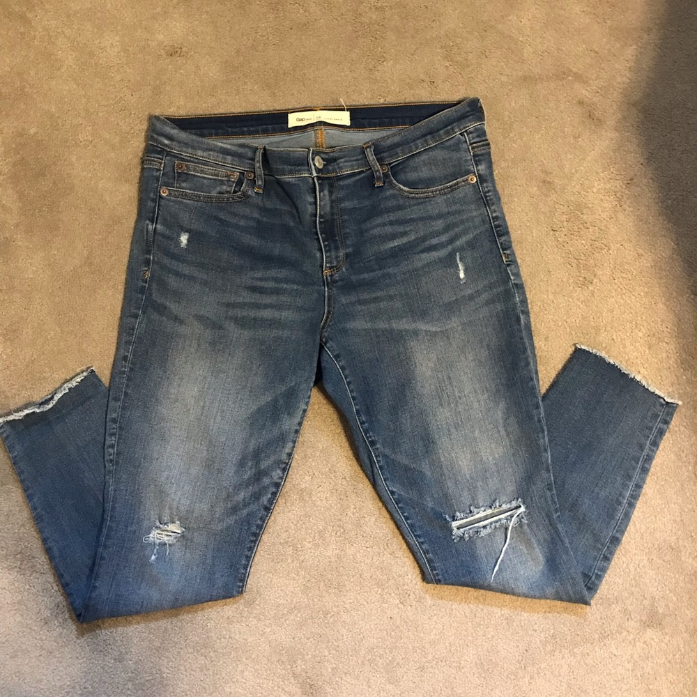 Gap skinny distressed ankle jeans